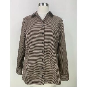 Chico's No Iron Long Sleeve Button Up Striped Blouse